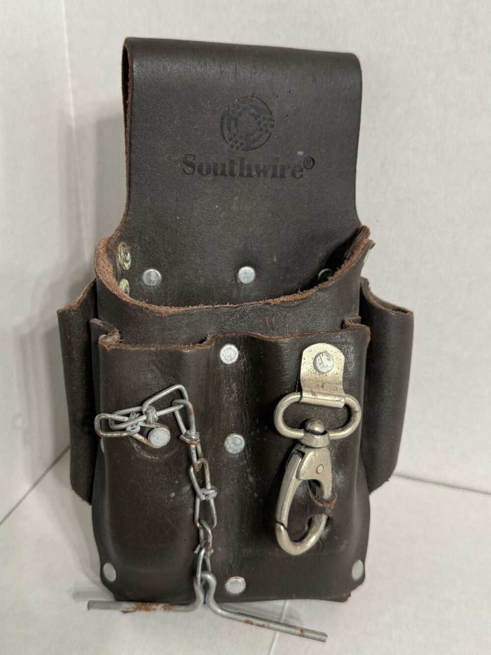 Southwire Brown Leather 5 Pocket Tool Pouch Utility Holster For Electricians